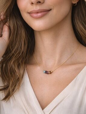 18” Natural Gemstone Chip Necklace — Silver Chain, Boho Chic